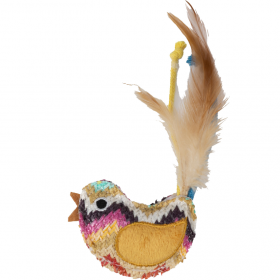 Играчка за котки Flamingo Klora Bird Mix 16 см – птичка с котешка трева и пера
